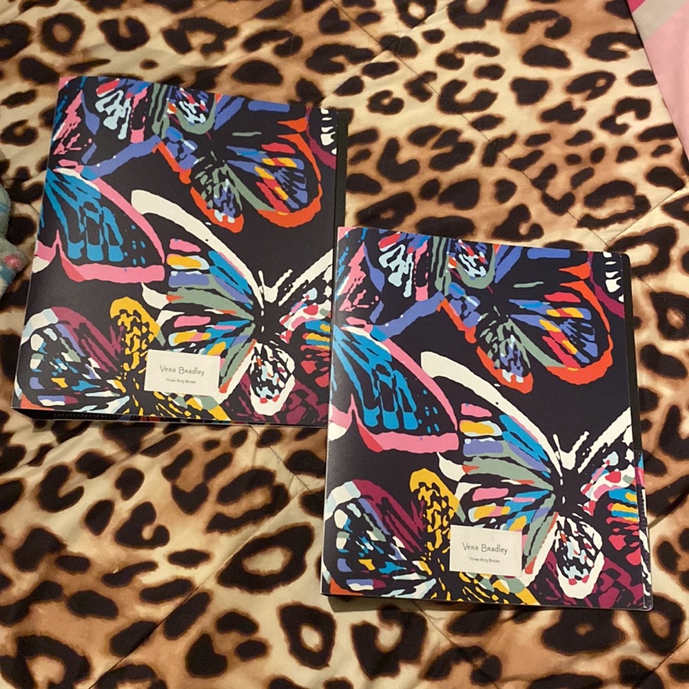 2 Vera bradley 3 ring binder with dividers in butterfly flutter pattern